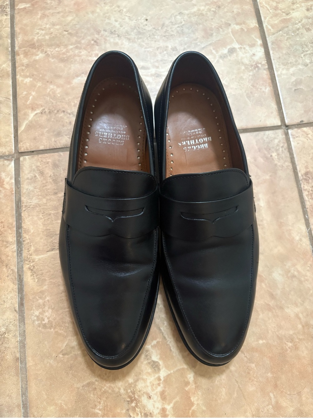 Brooks Brothers Black Leather Penny Loafers - Classic Slip-On